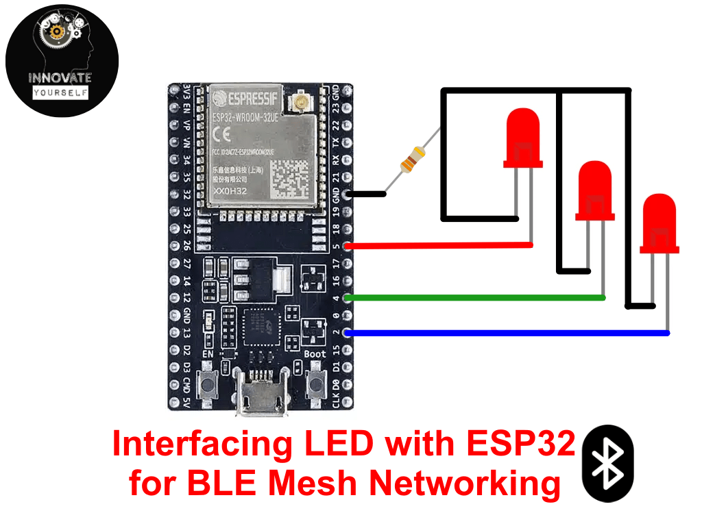 ESP32 BLE Mesh 3节点面包板接线图